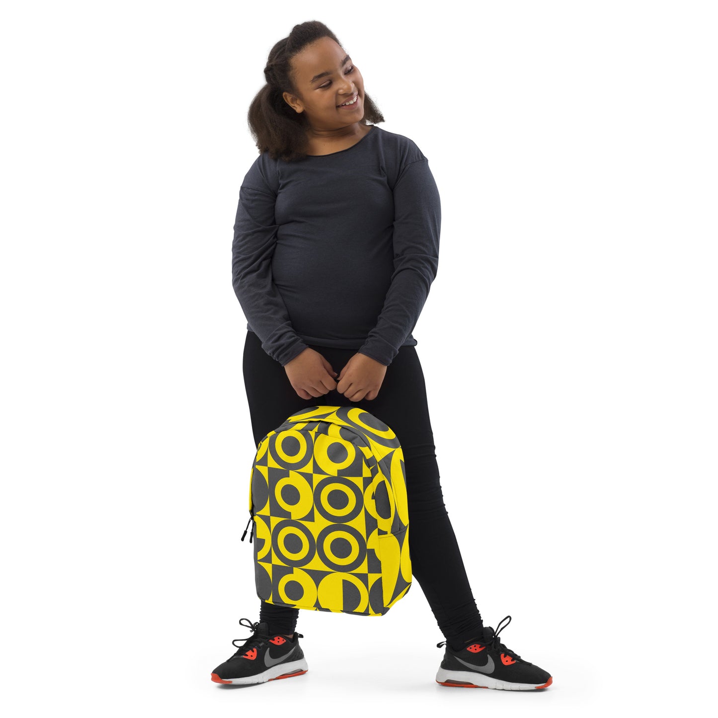 Yellow and Grey Geometric Pattern Backpack