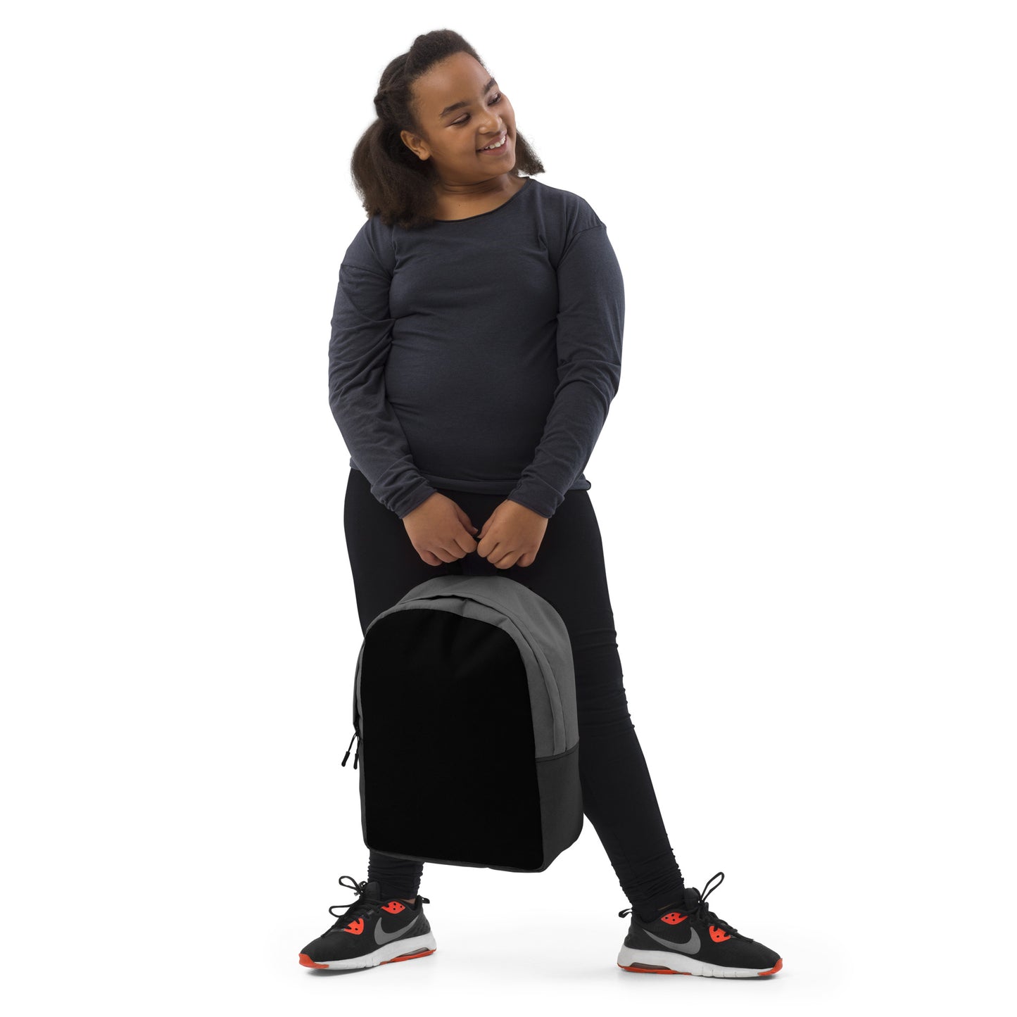 Black and Grey Minimalist Backpack with hidden back pocket
