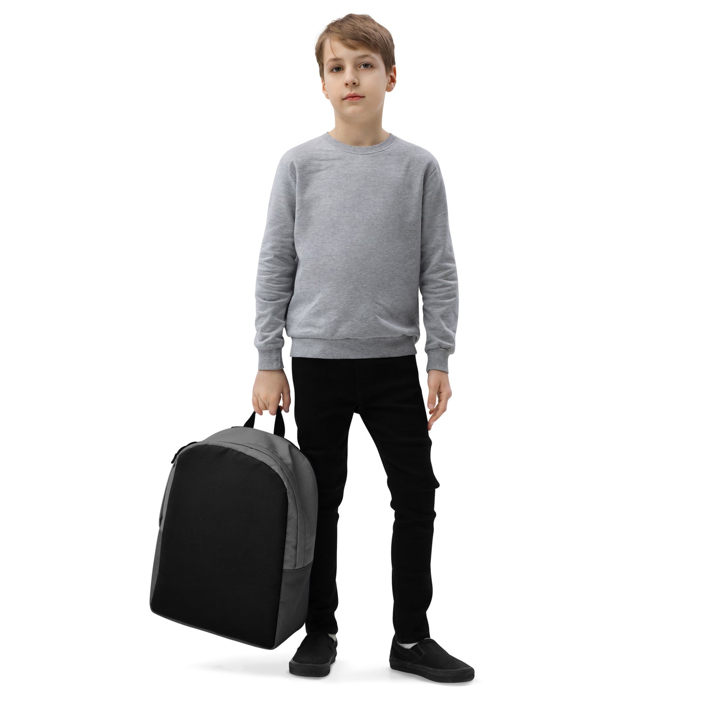 Black and Grey Minimalist Backpack with hidden back pocket