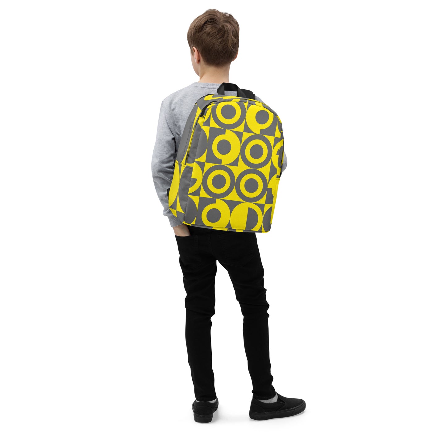 Yellow and Grey Geometric Pattern Backpack
