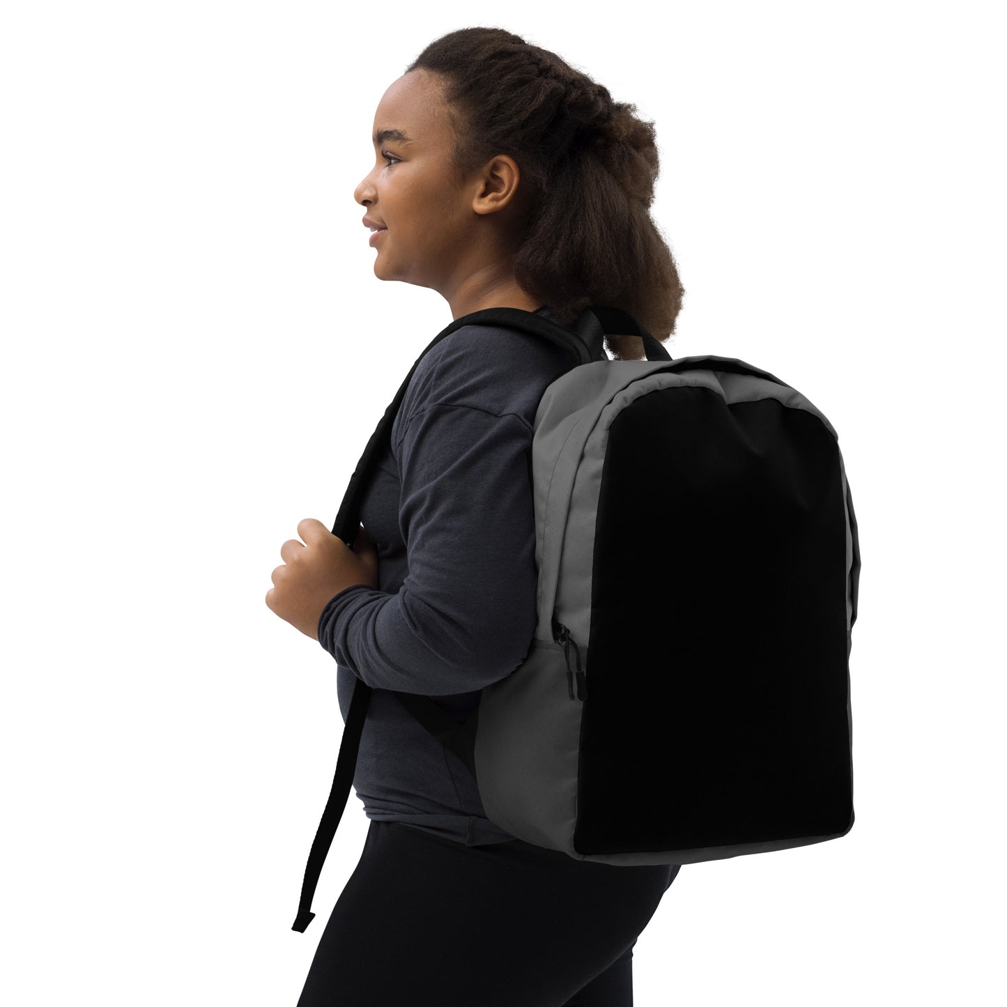 Black and Grey Minimalist Backpack with hidden back pocket