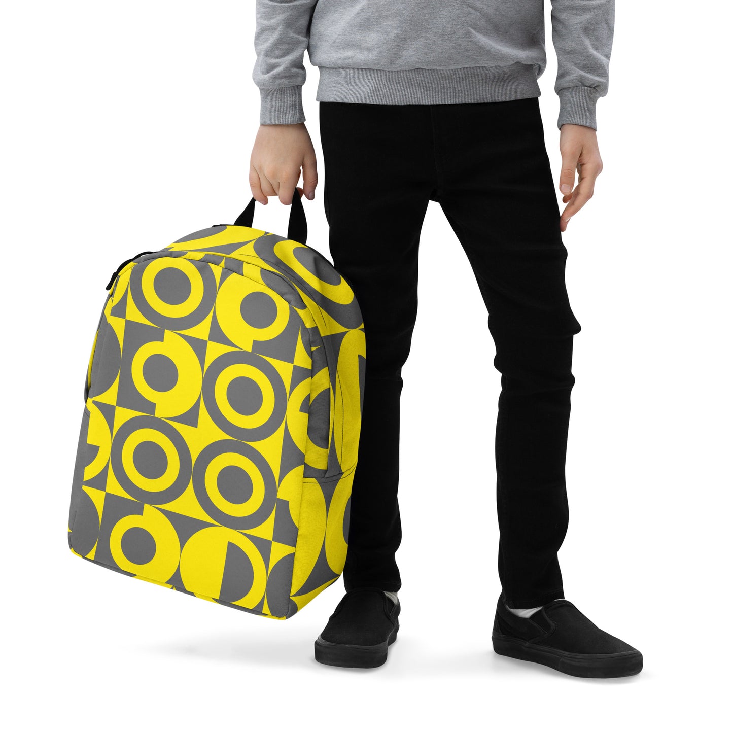 Yellow and Grey Geometric Pattern Backpack