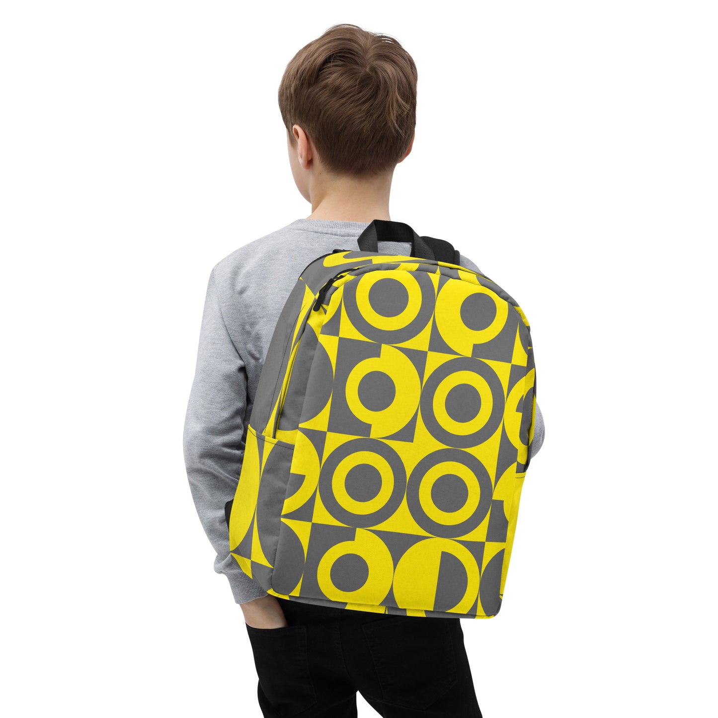 Yellow and Grey Geometric Pattern Backpack