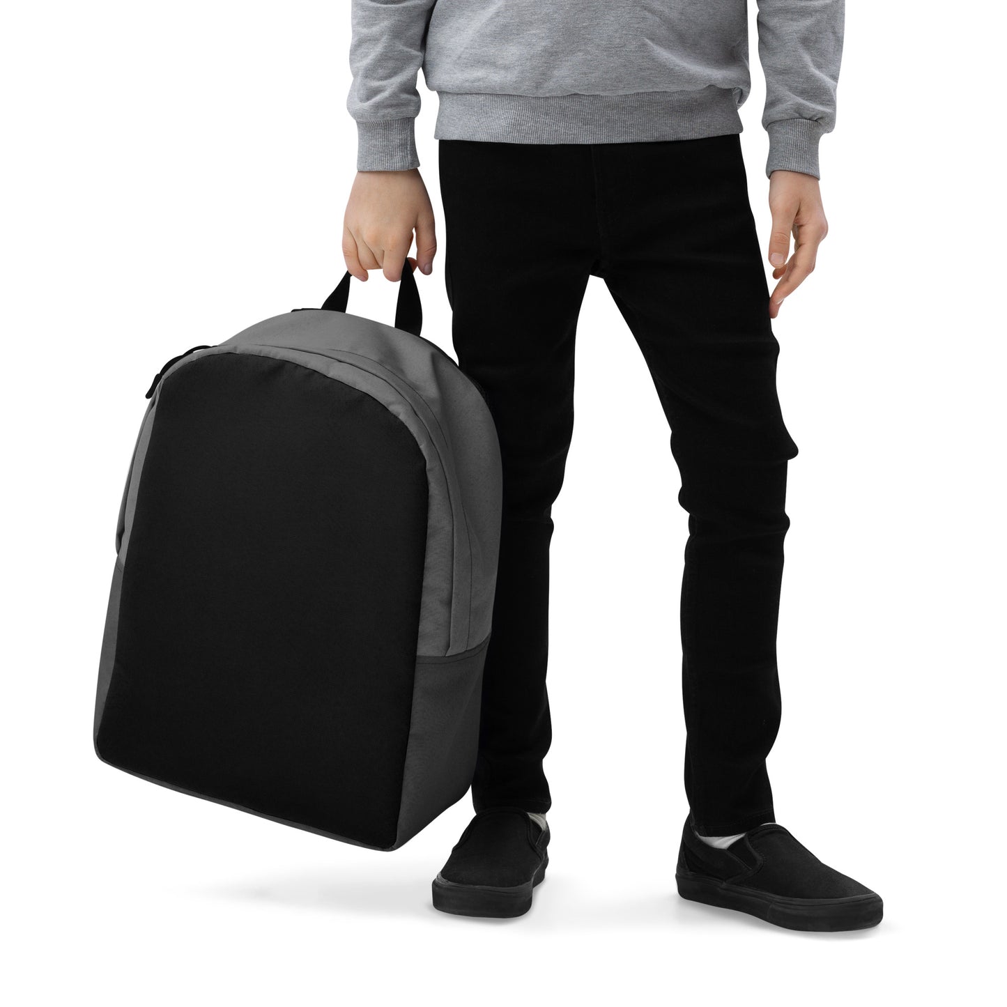 Black and Grey Minimalist Backpack with hidden back pocket