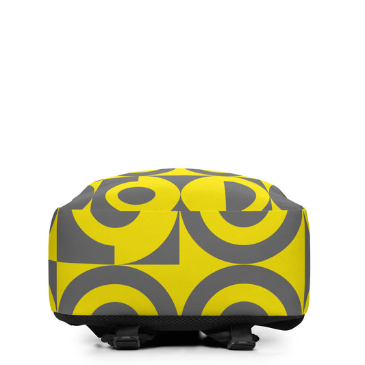 Yellow and Grey Geometric Pattern Backpack, bottom view