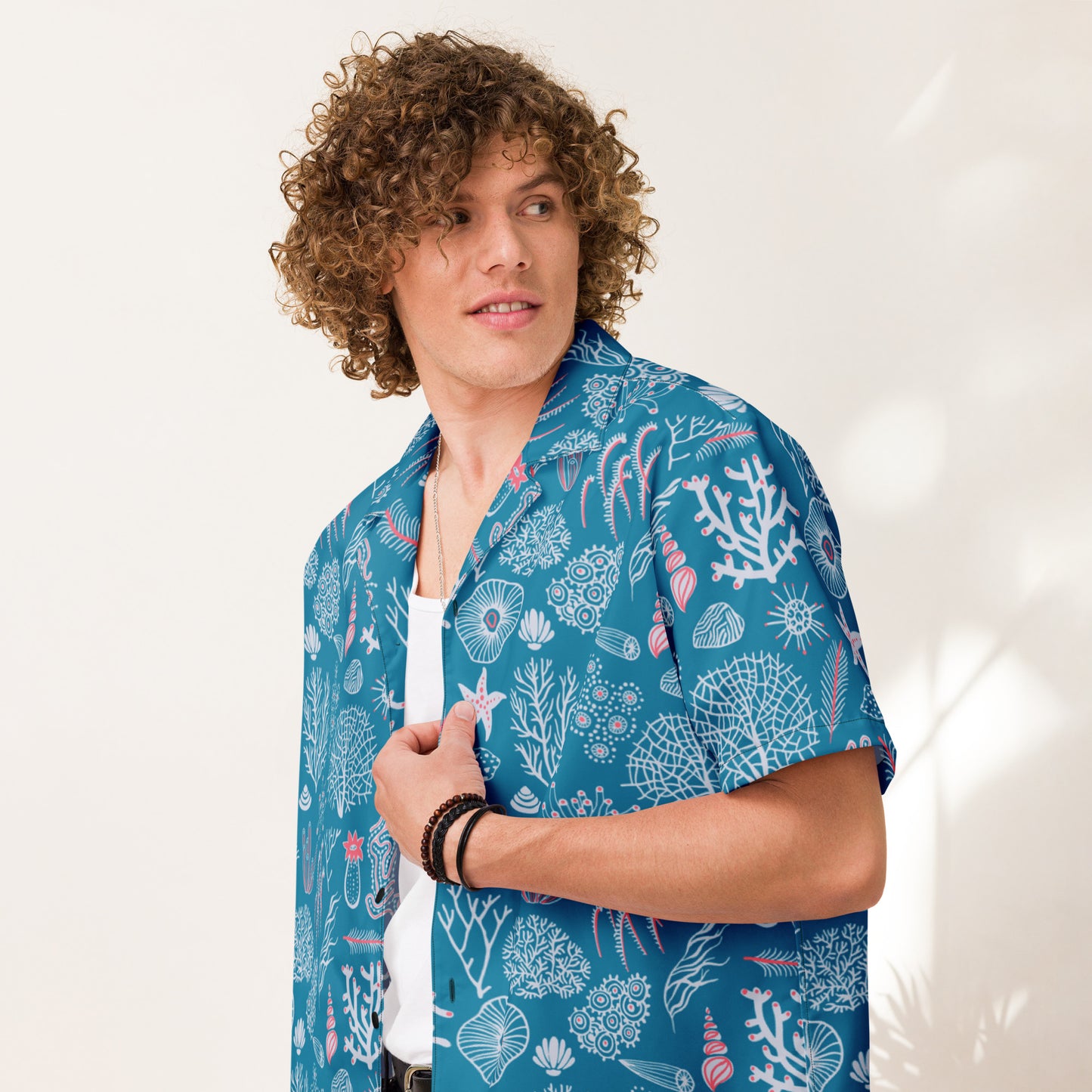 Sea Shell Aloha Print button up shirt
