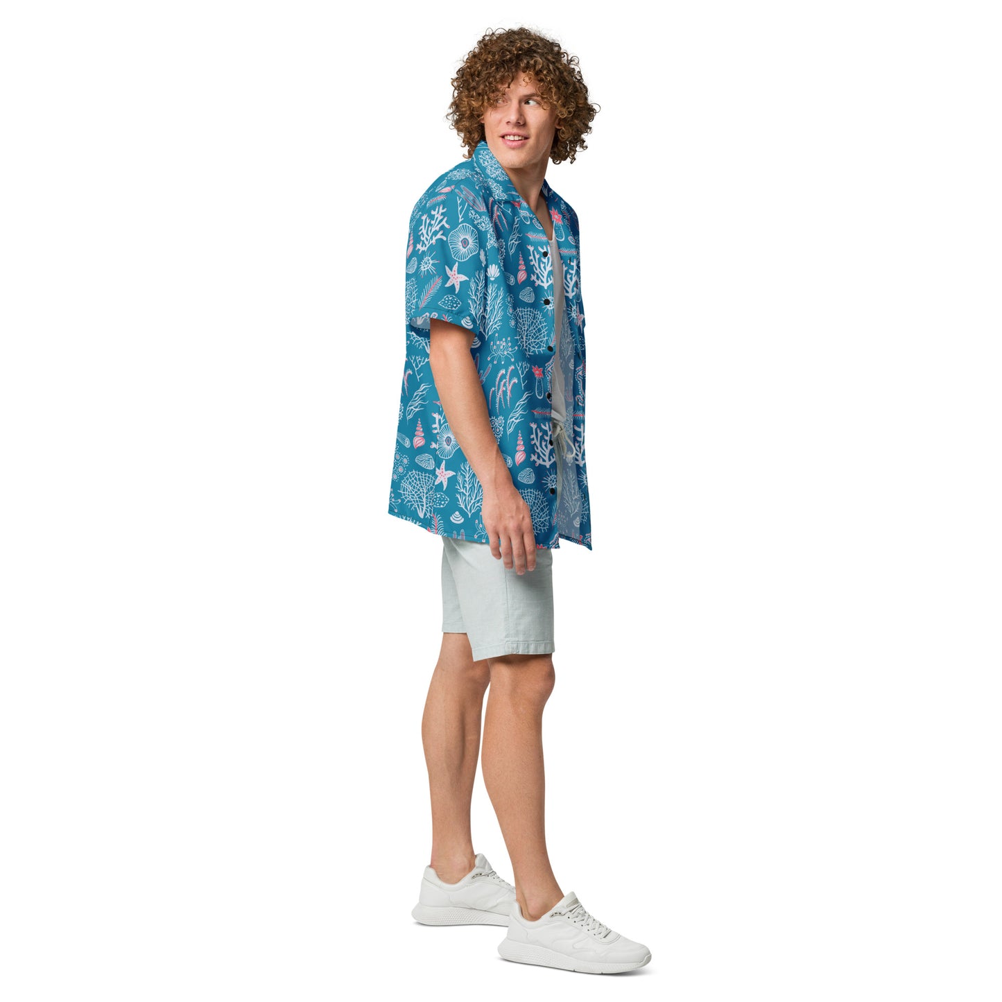 Sea Shell Aloha Print button up shirt
