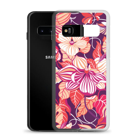 Samsung phone case with colorful floral design on a white background