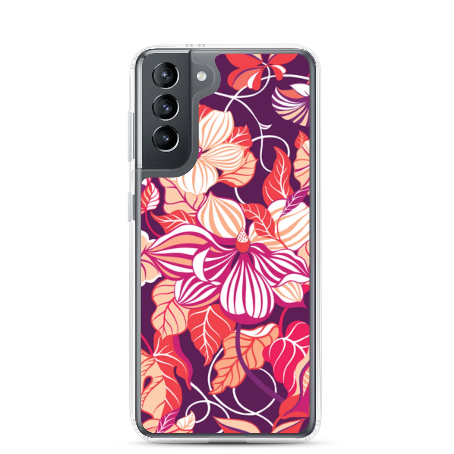Phone case with a colorful floral pattern on a white background