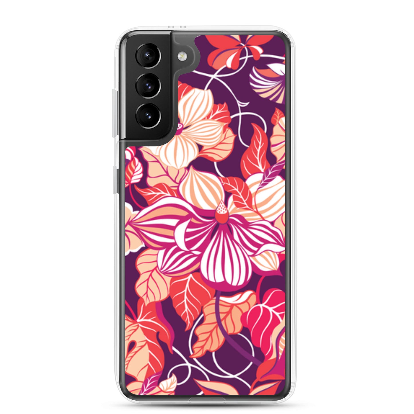 Phone case with a colorful floral design on a white background