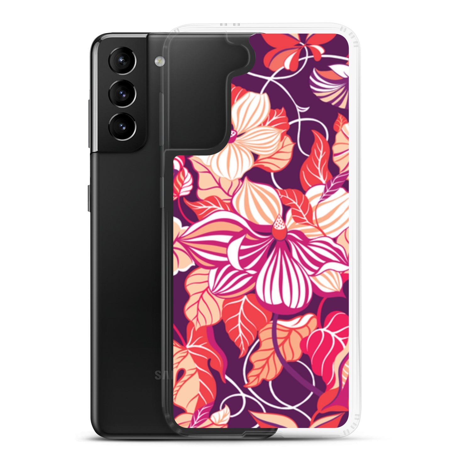 Phone case with colorful floral design on a white background