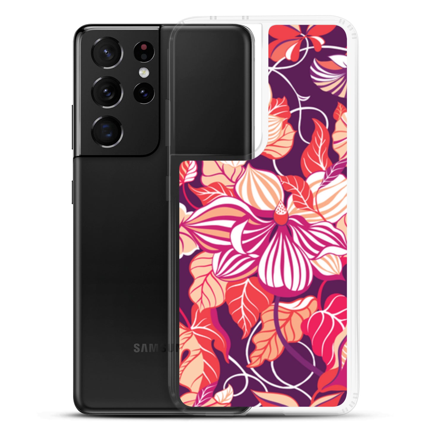 Phone case with colorful floral design on a white background