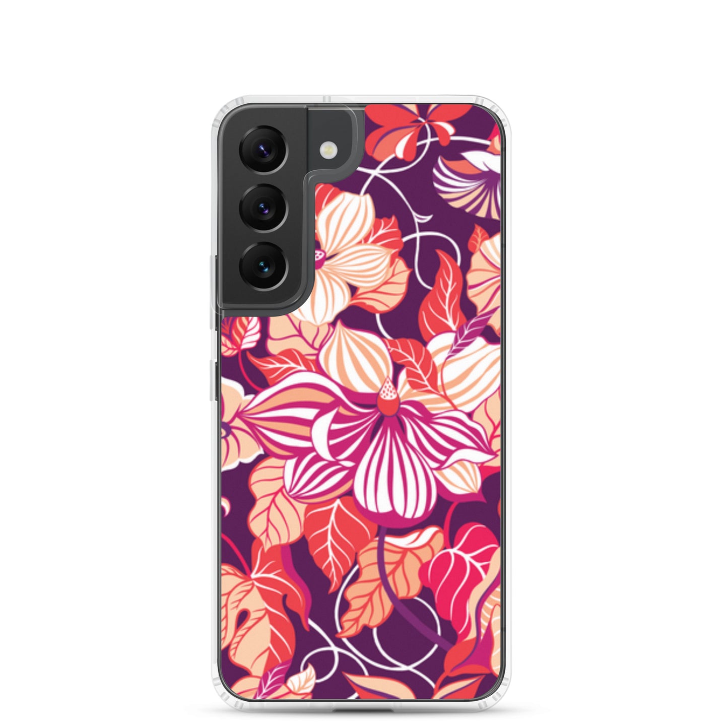Phone case with a colorful floral pattern on a white background