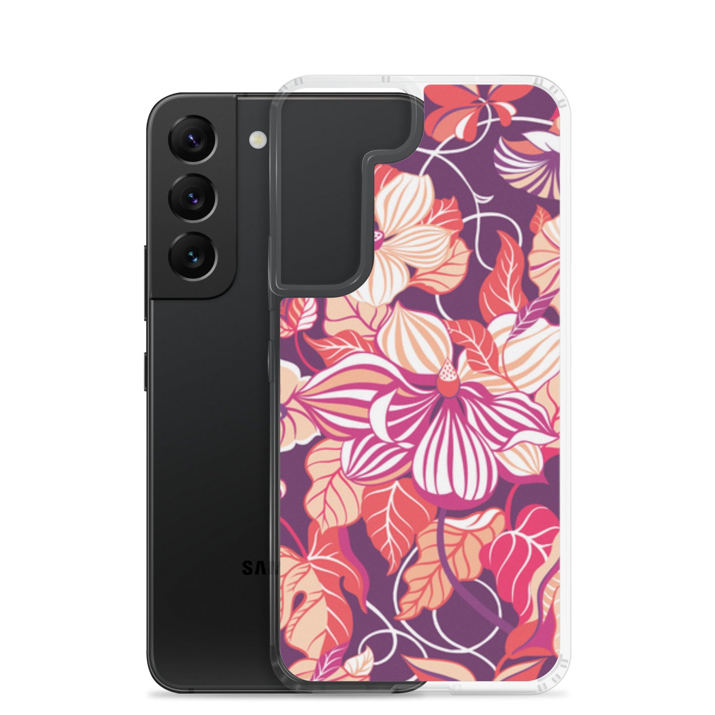 Phone case with colorful floral design on a white background
