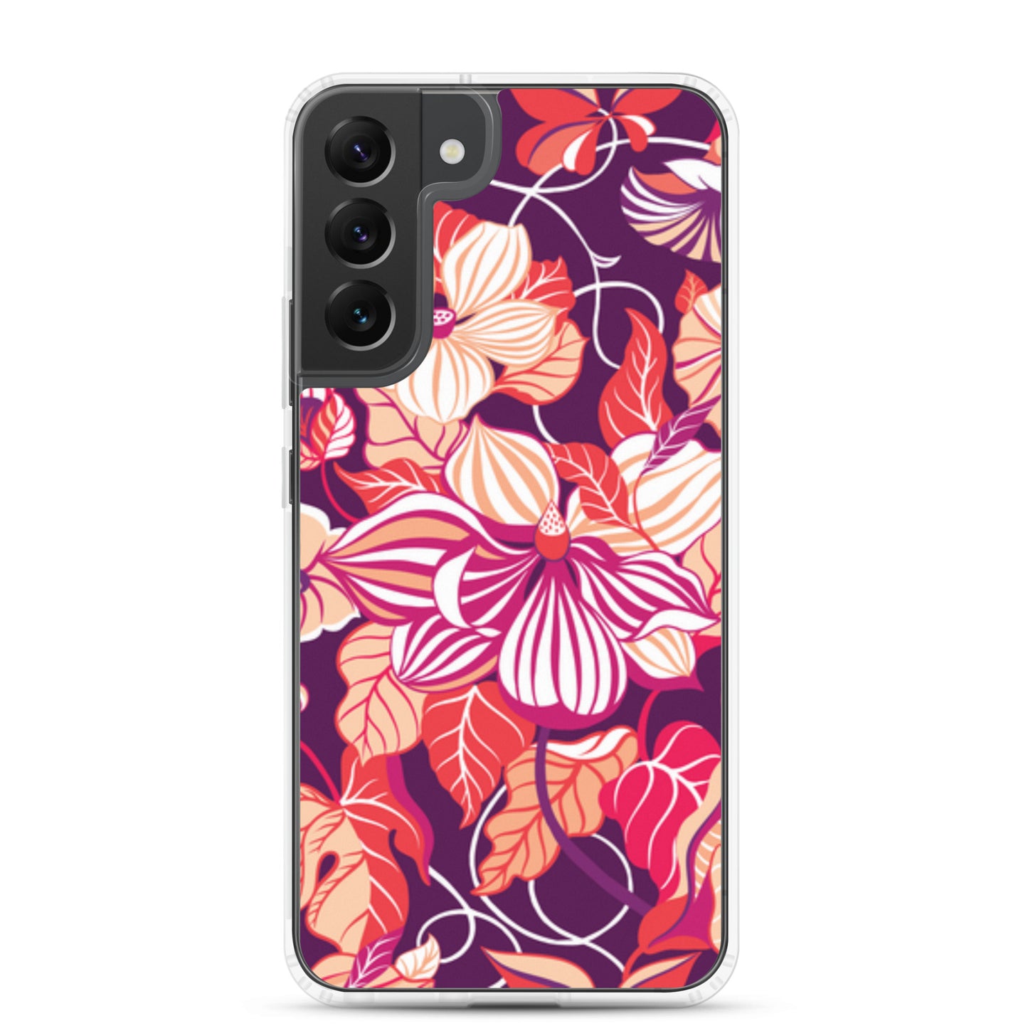 Phone case with a colorful floral pattern on a white background