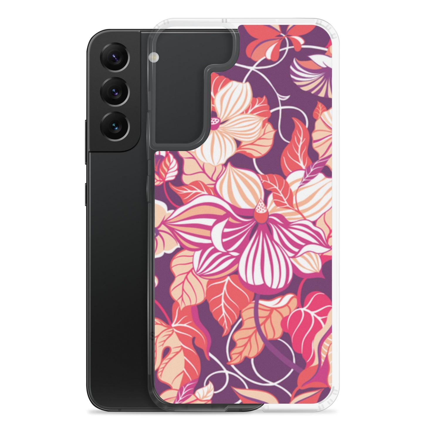 Phone case with a colorful floral design on a white background
