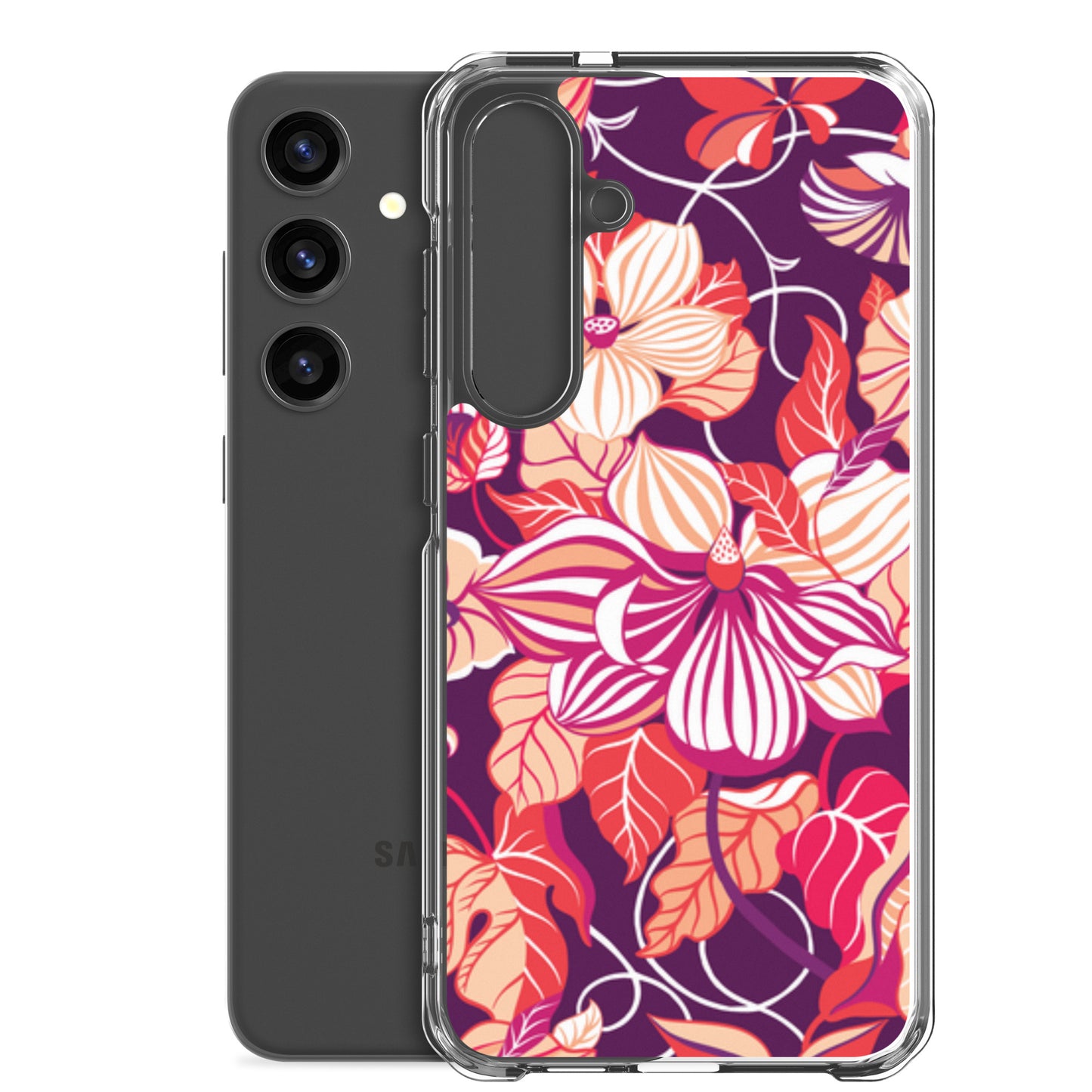 Phone case with colorful floral design on a white background