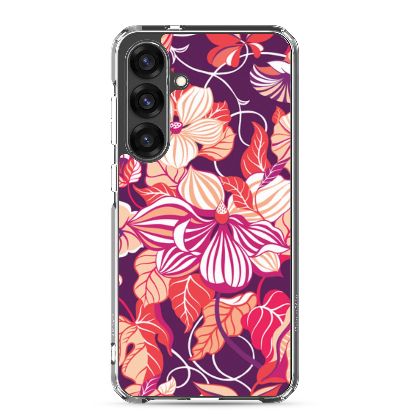 Phone case with a colorful floral pattern on a white background