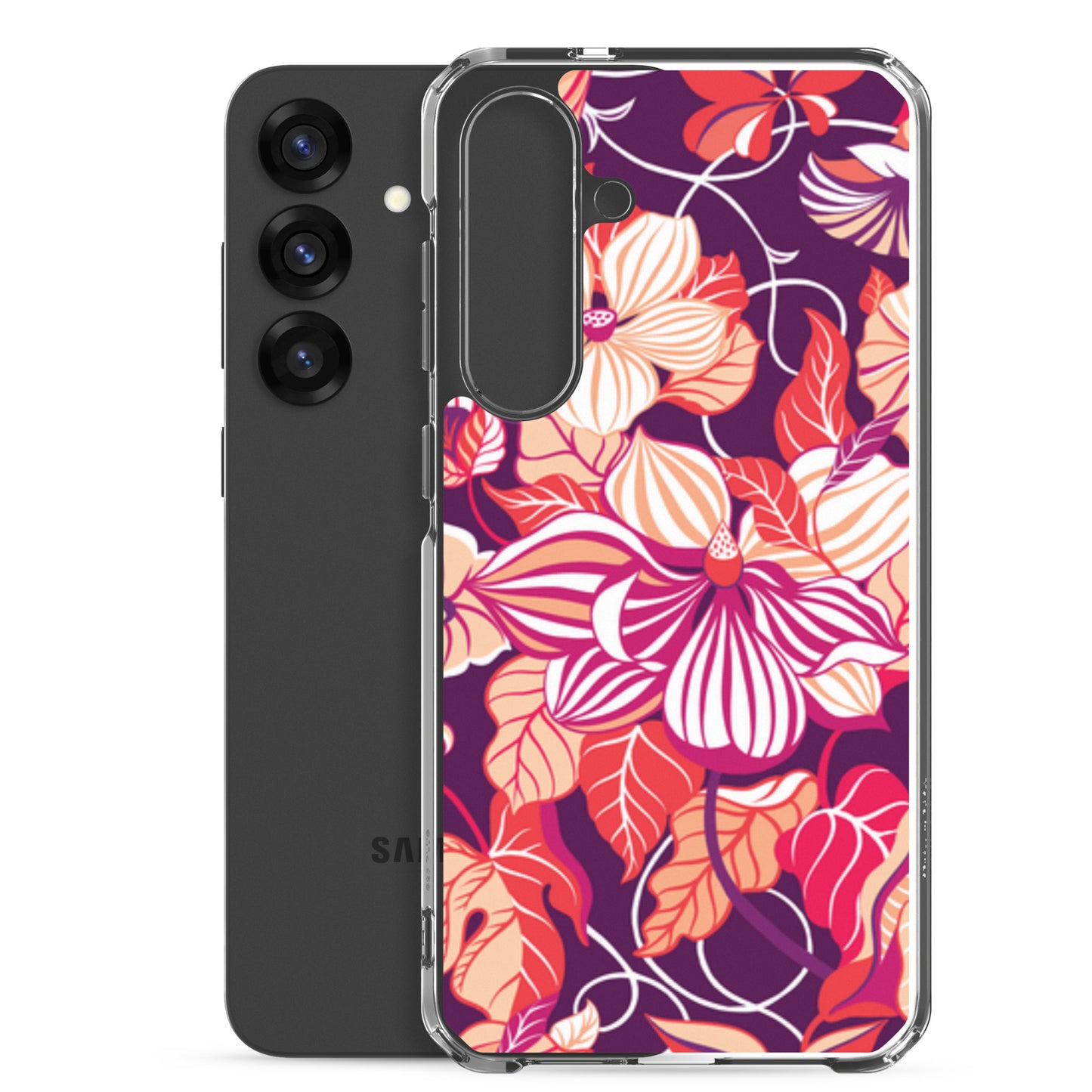 Phone case with colorful floral design on a white background