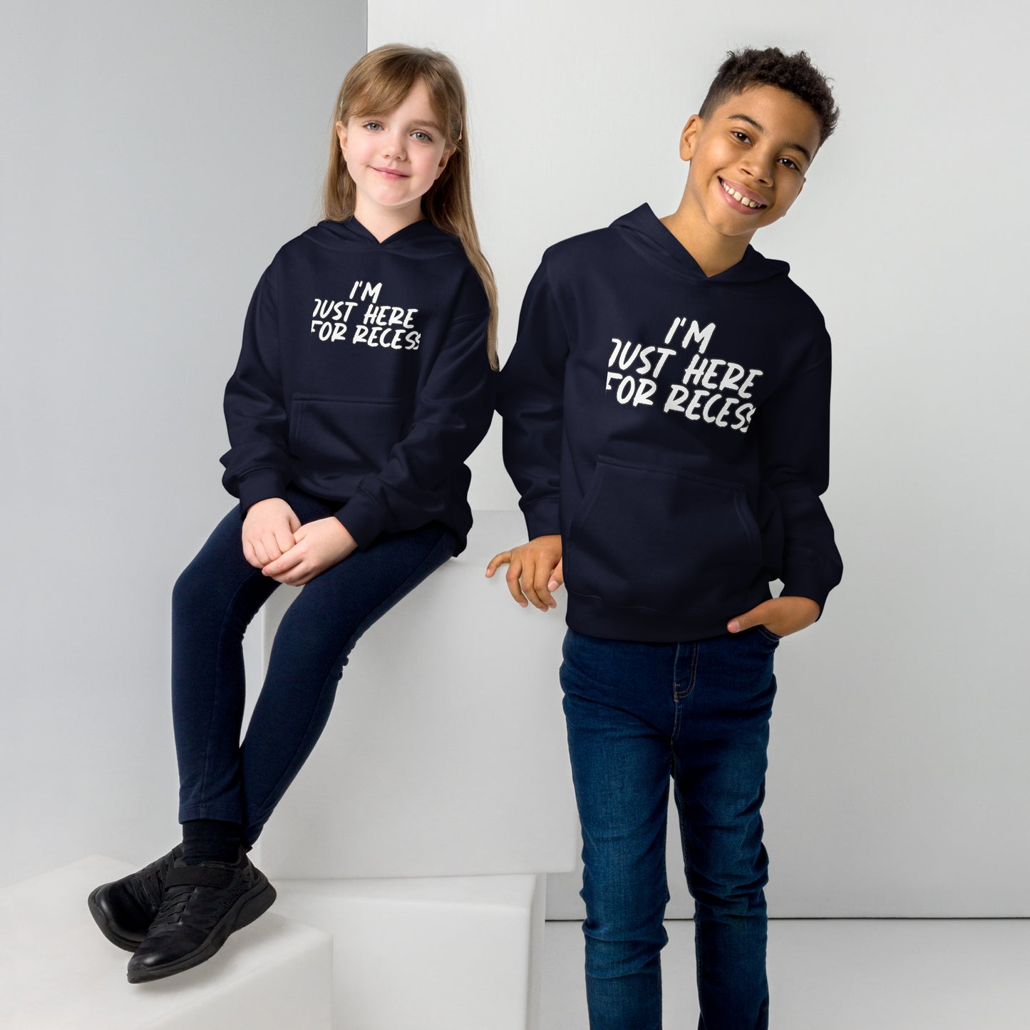 I'm just here for recess, Unisex Kids fleece hoodie