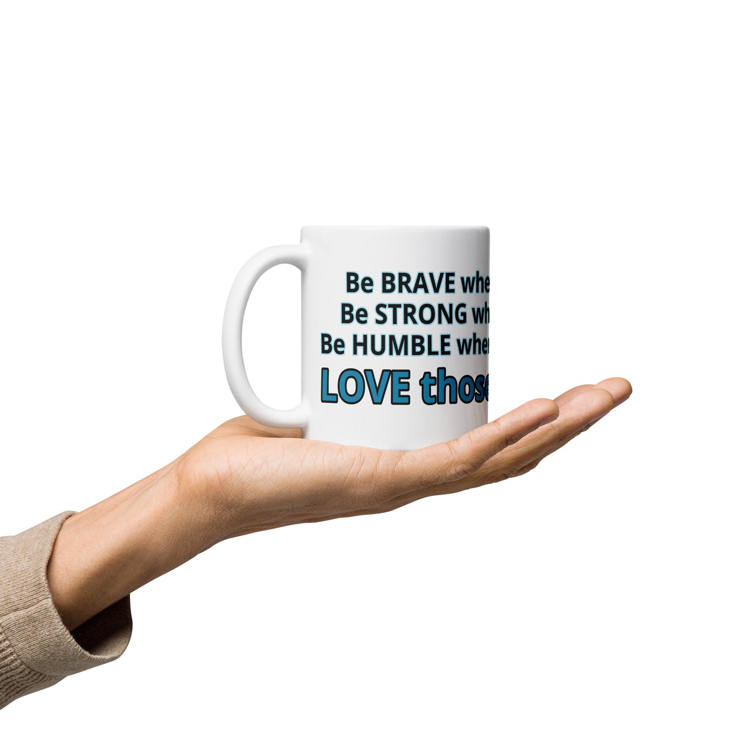 Positive and Inspiring White glossy mug