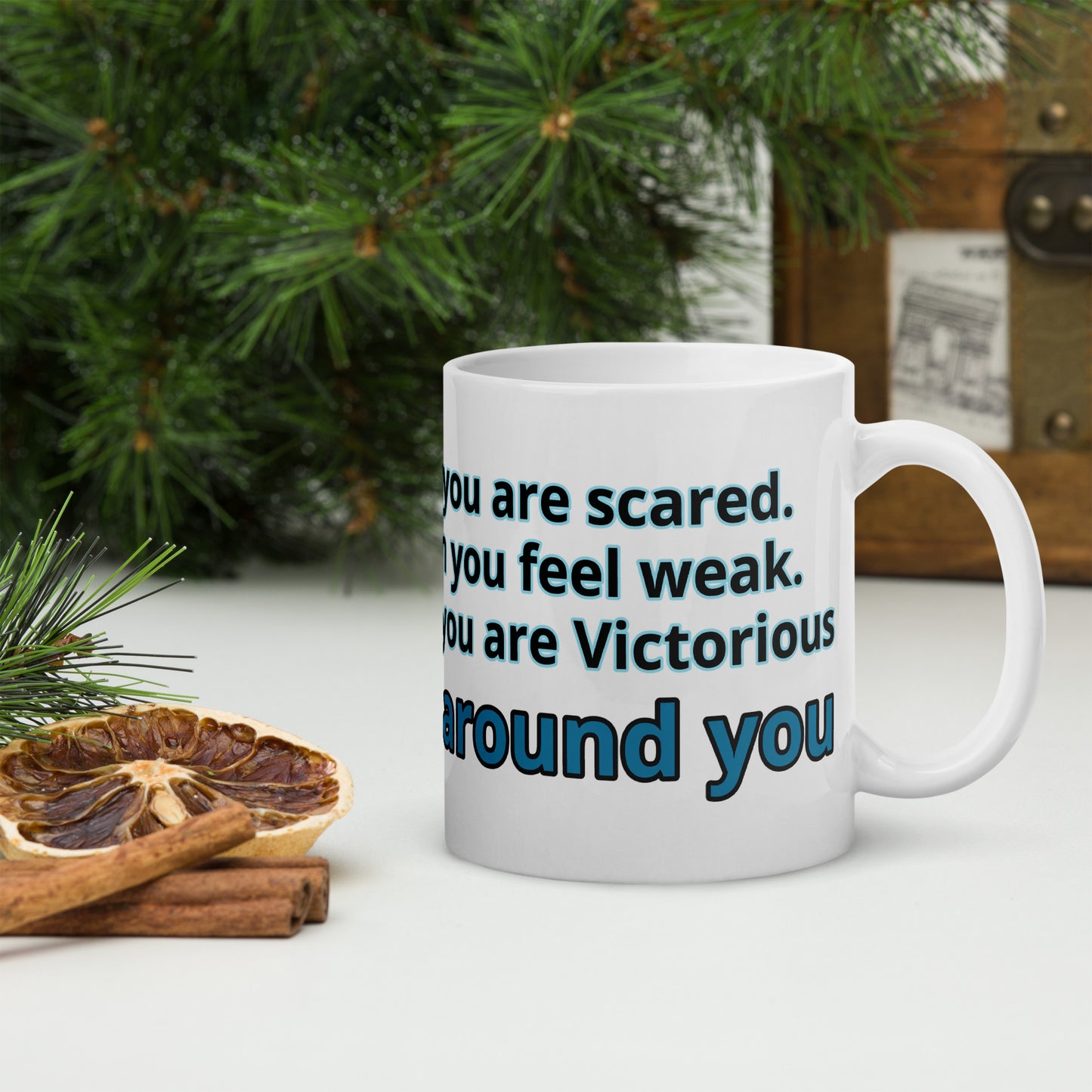 Positive and Inspiring White glossy mug