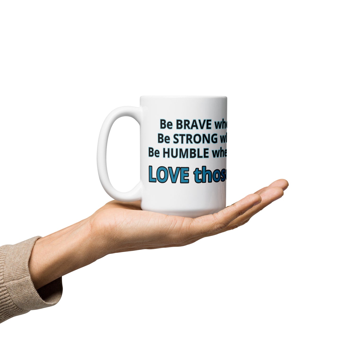 Positive and Inspiring White glossy mug