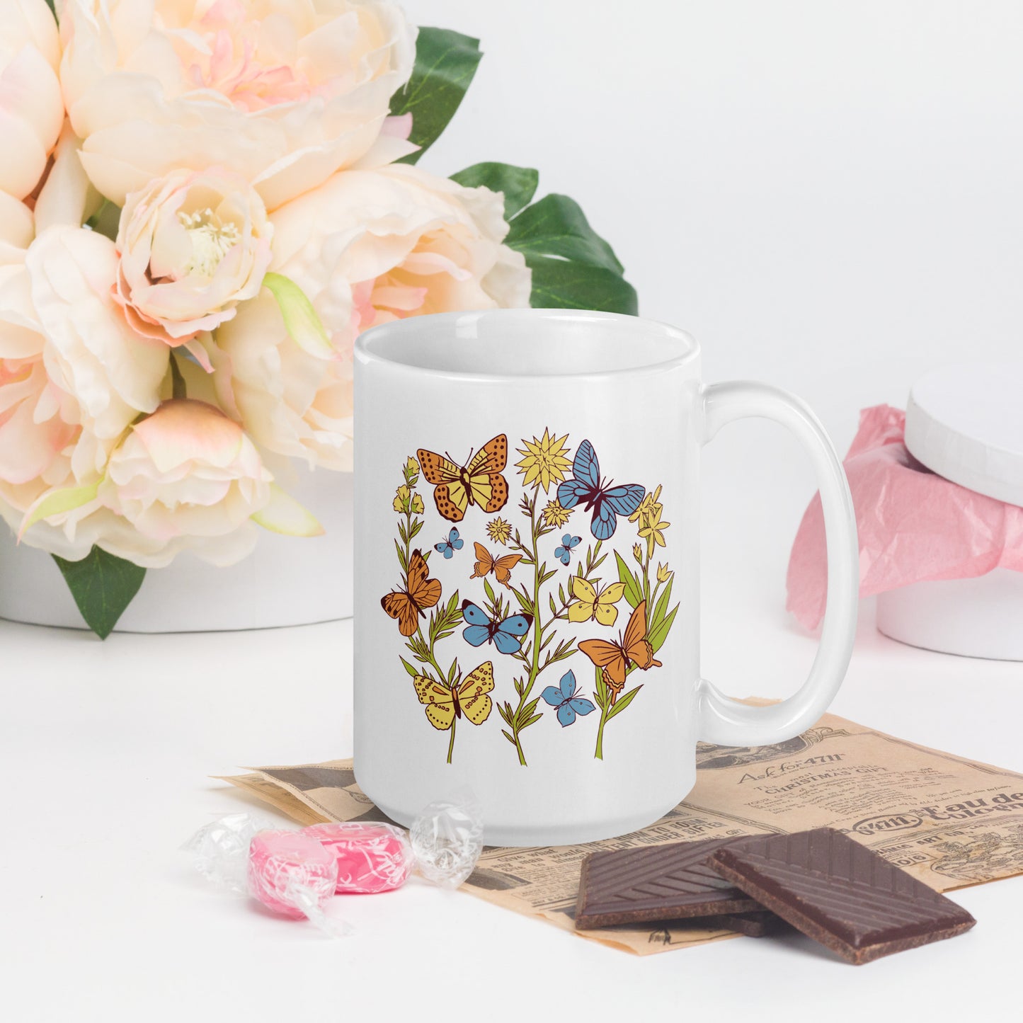 I Love Spring White glossy mug