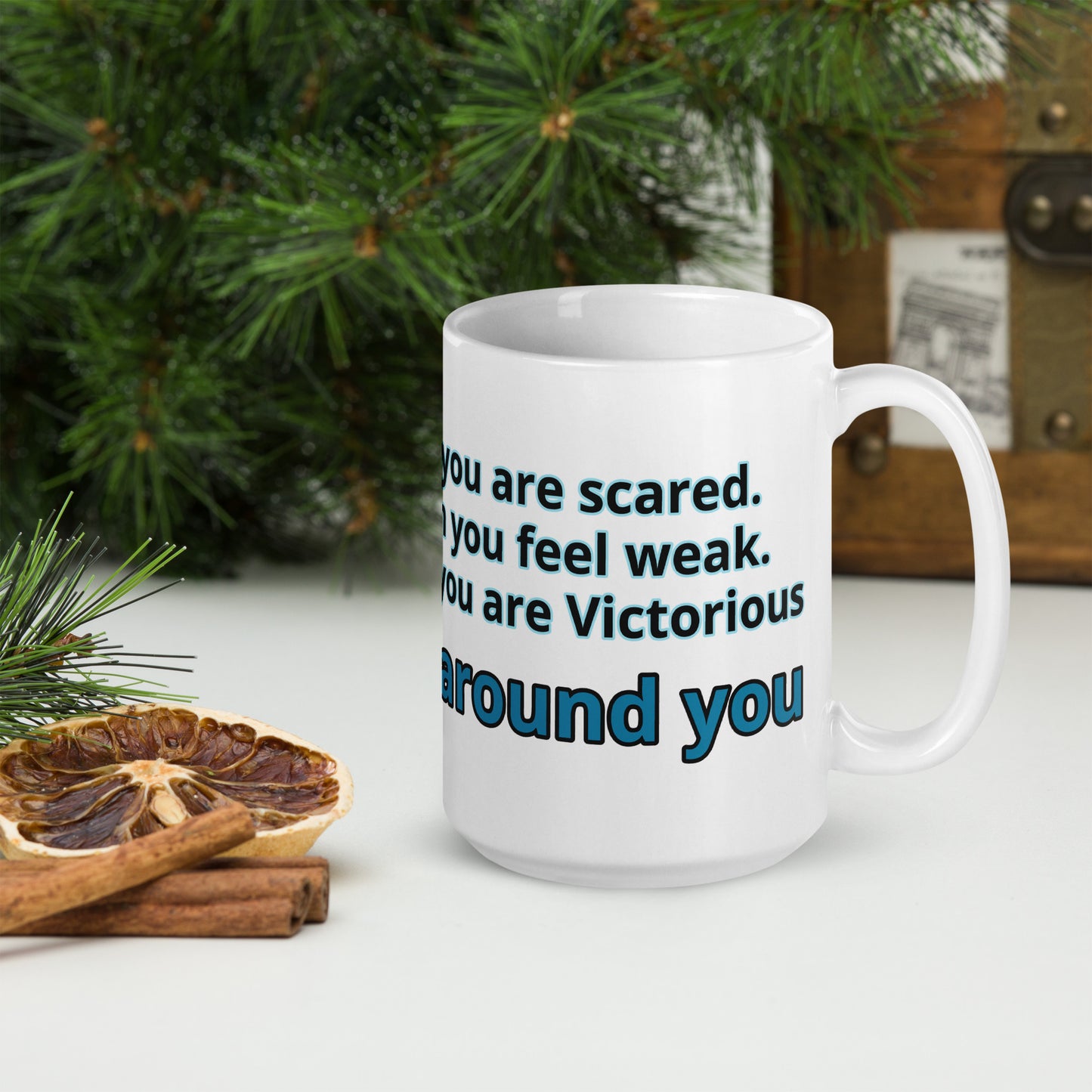 Positive and Inspiring White glossy mug