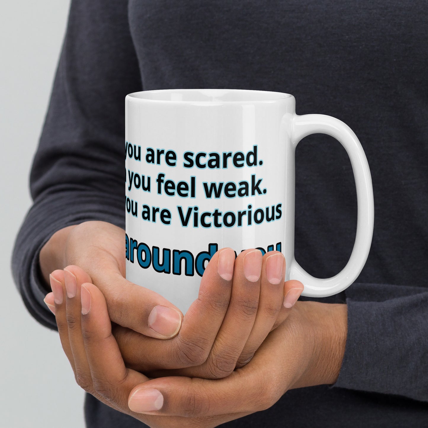 Positive and Inspiring White glossy mug