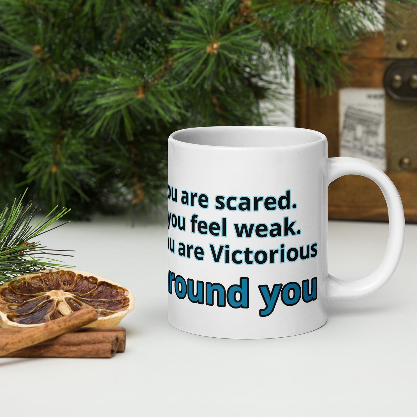 Positive and Inspiring White glossy mug