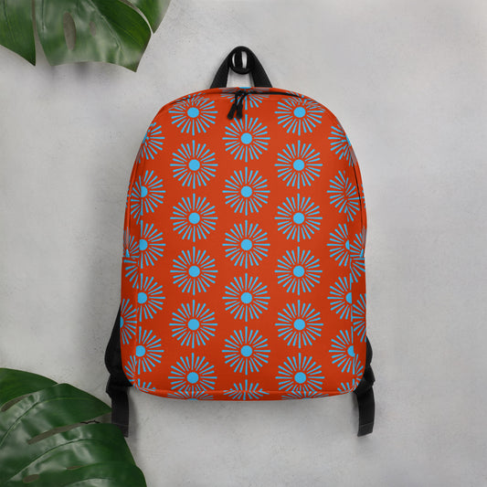 All over Floral Print Minimalist backpack front view hanging on a wall hook
