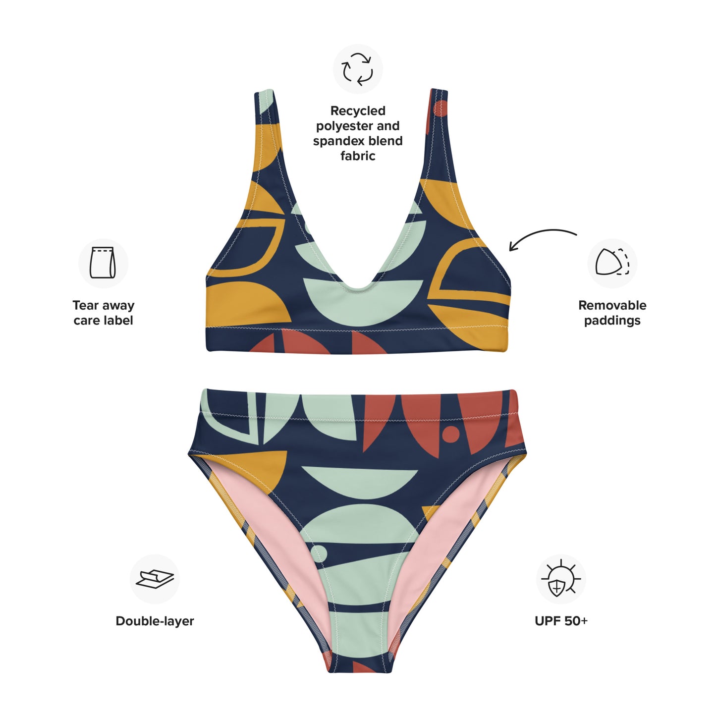 Recycled high-waisted 2 piece bikini