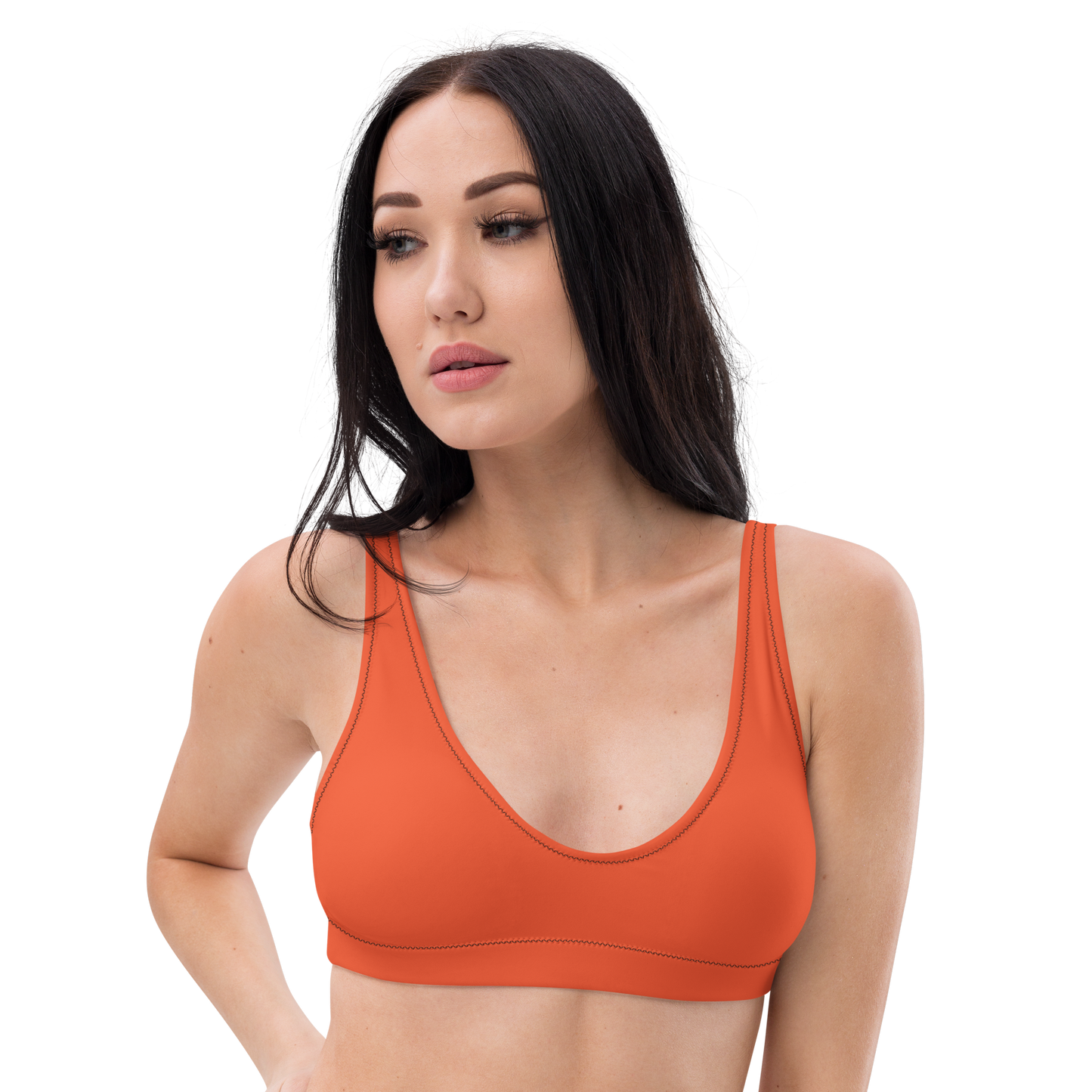Recycled padded bikini top with Black thread