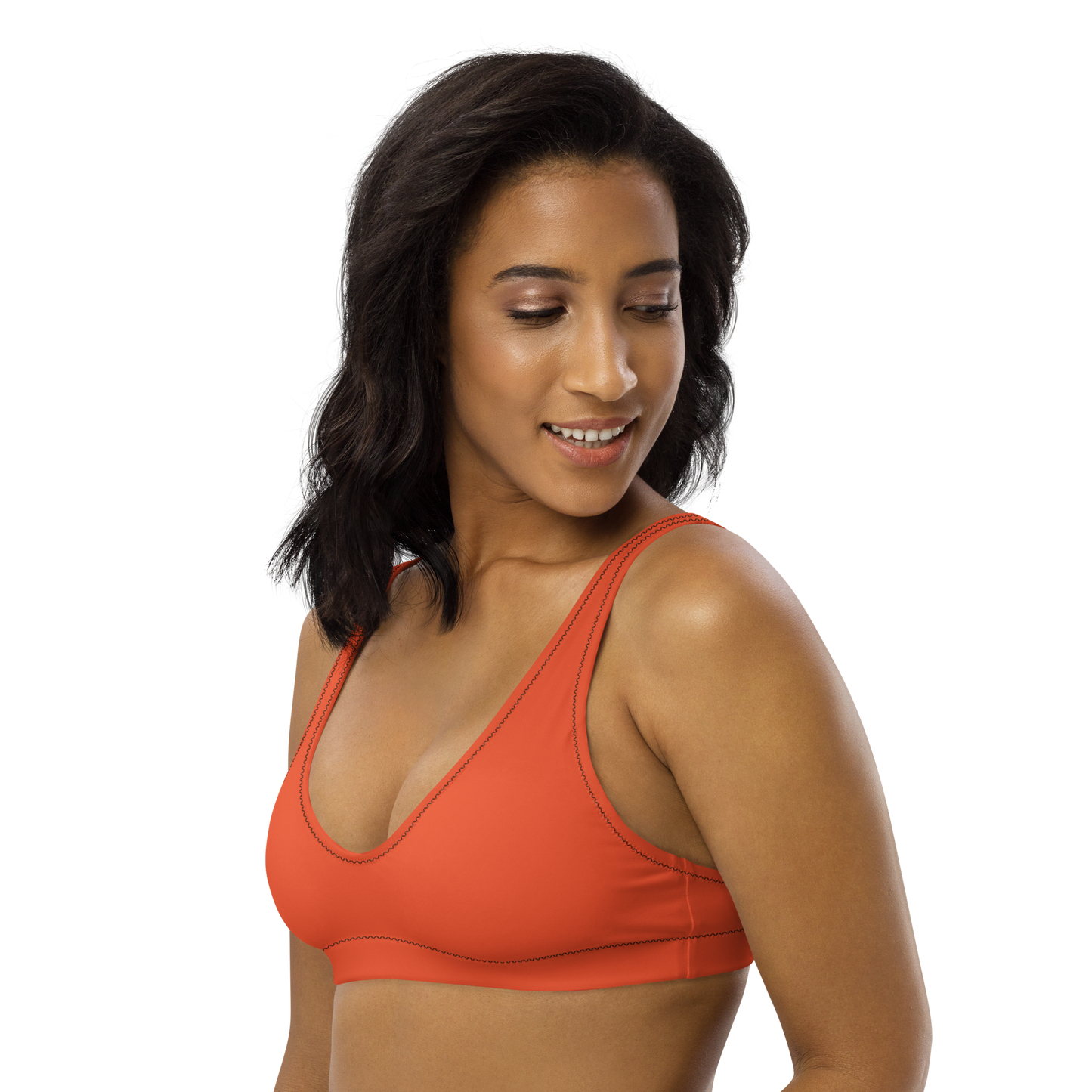 Recycled padded bikini top with Black thread