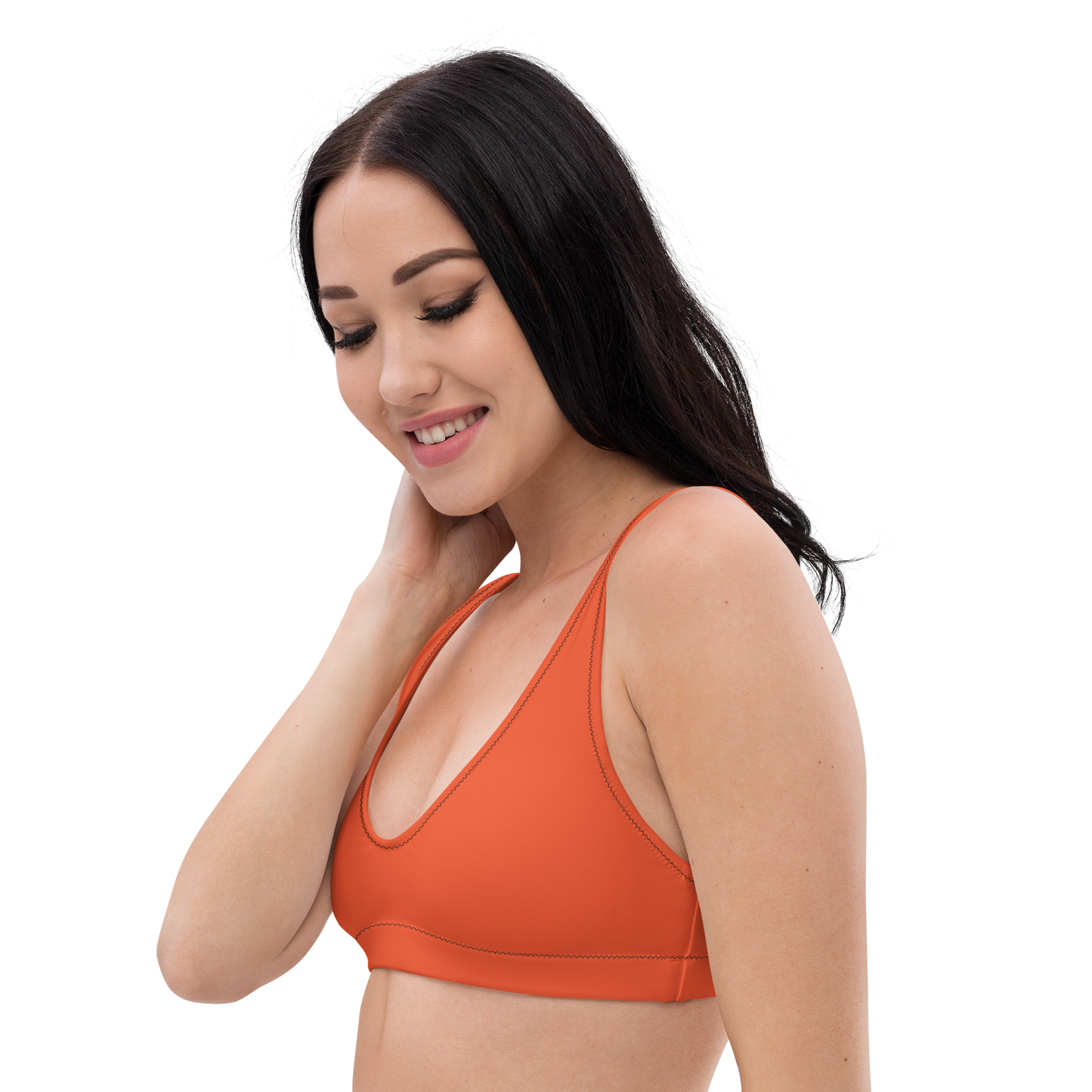 Recycled padded bikini top with Black thread