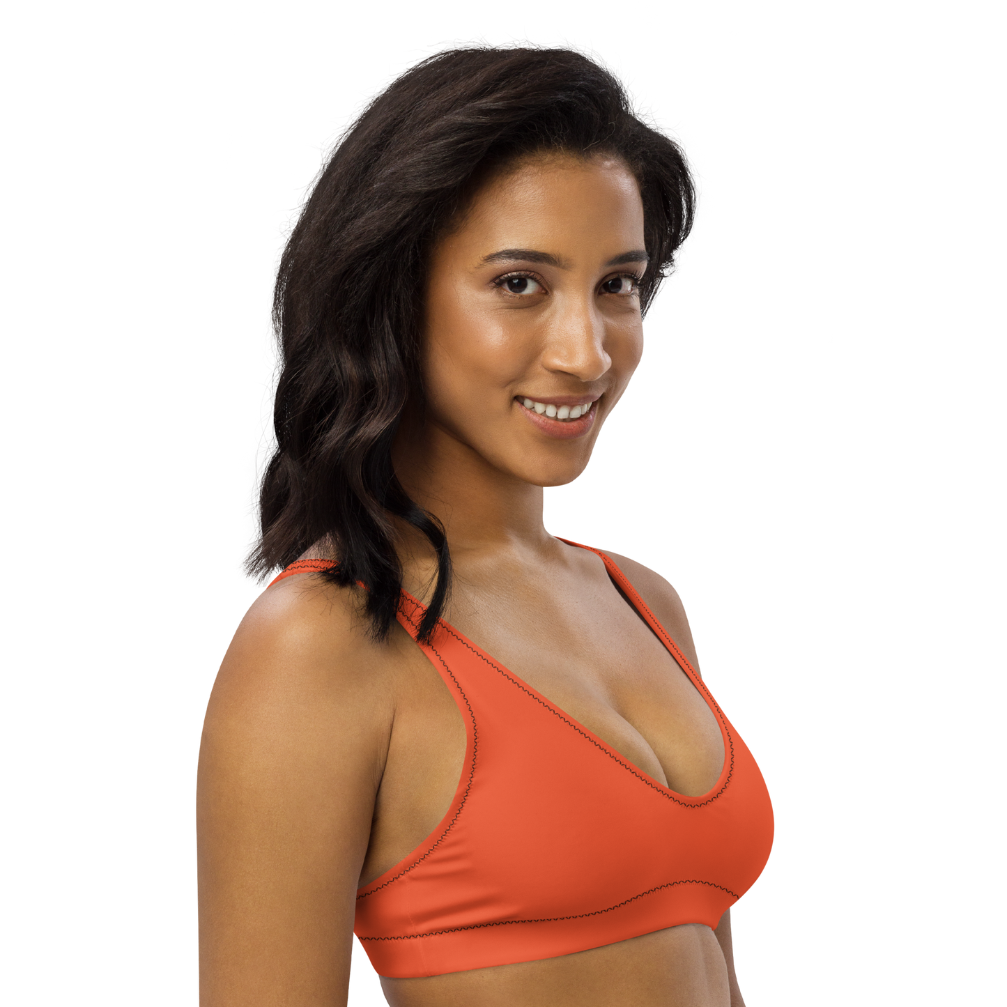 Recycled padded bikini top with Black thread