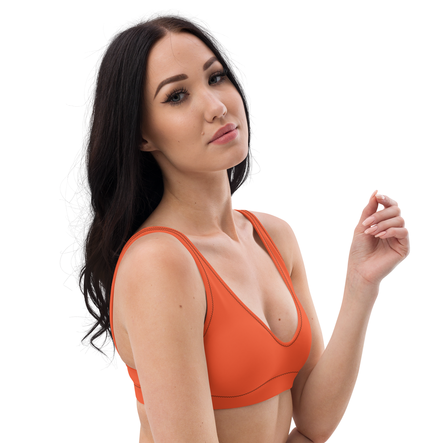 Recycled padded bikini top with Black thread