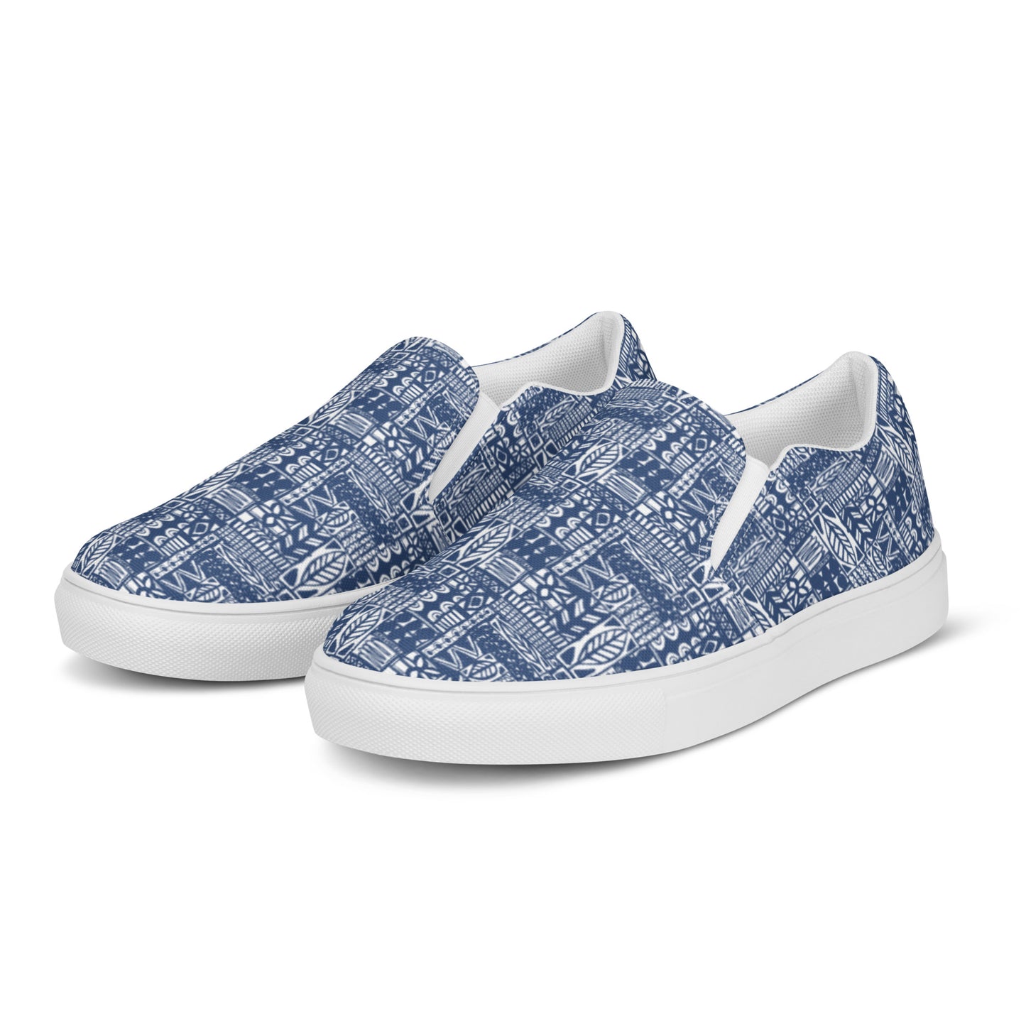 mens-slip-on-canvas-shoes with aloha print,,side top view
