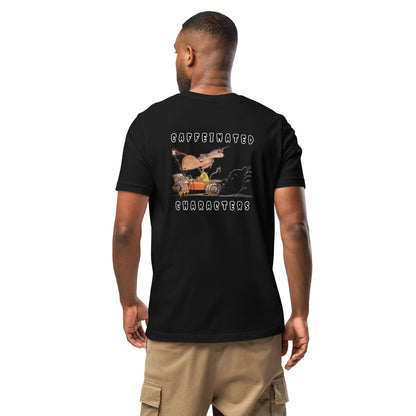 Caffeinated Characters Rat Rod T-Shirt in Black with print on the back