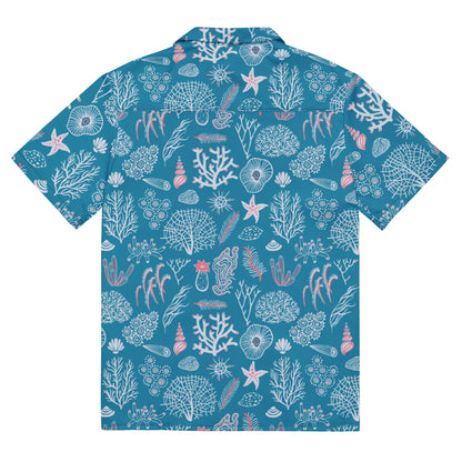 Sea Shell Aloha Print button up shirt