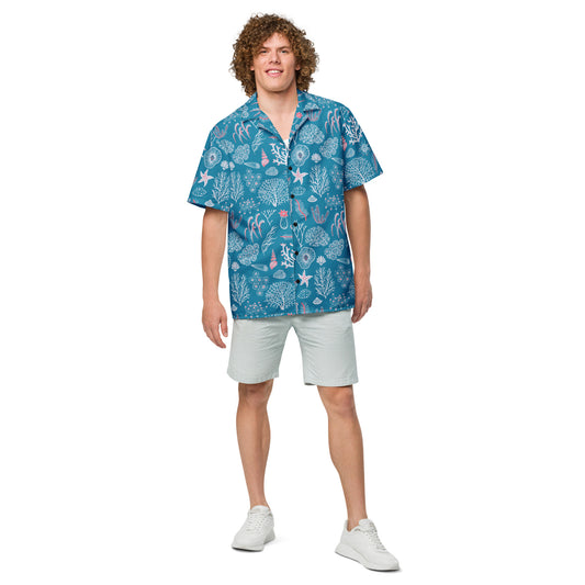 Sea Shell Aloha Print button up shirt