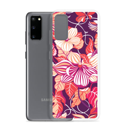 Samsung phone case with a colorful floral design on a white background