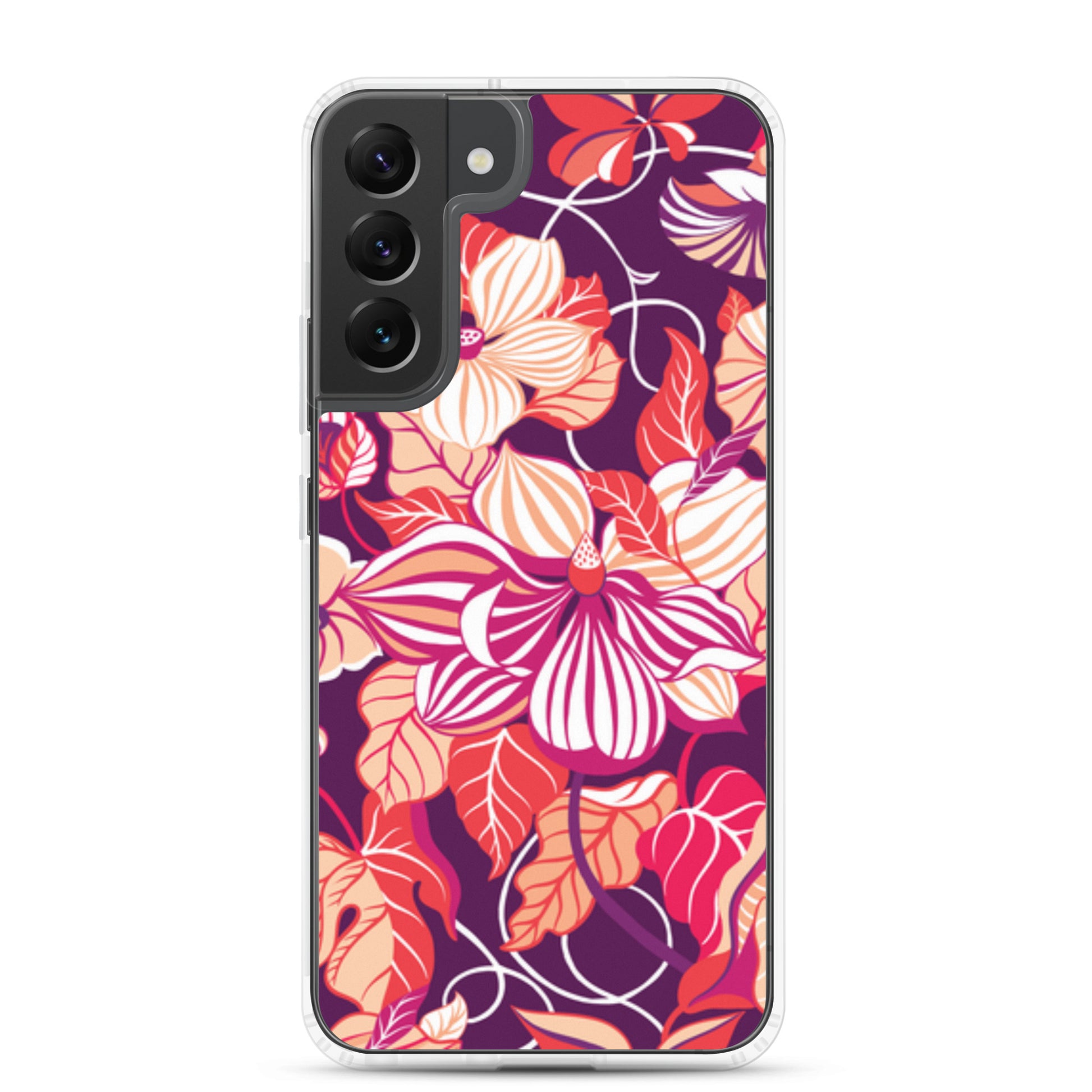 Phone case with a colorful floral pattern on a white background