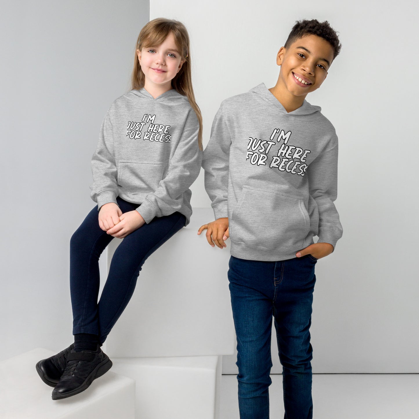 I'm just here for recess, Unisex Kids fleece hoodie