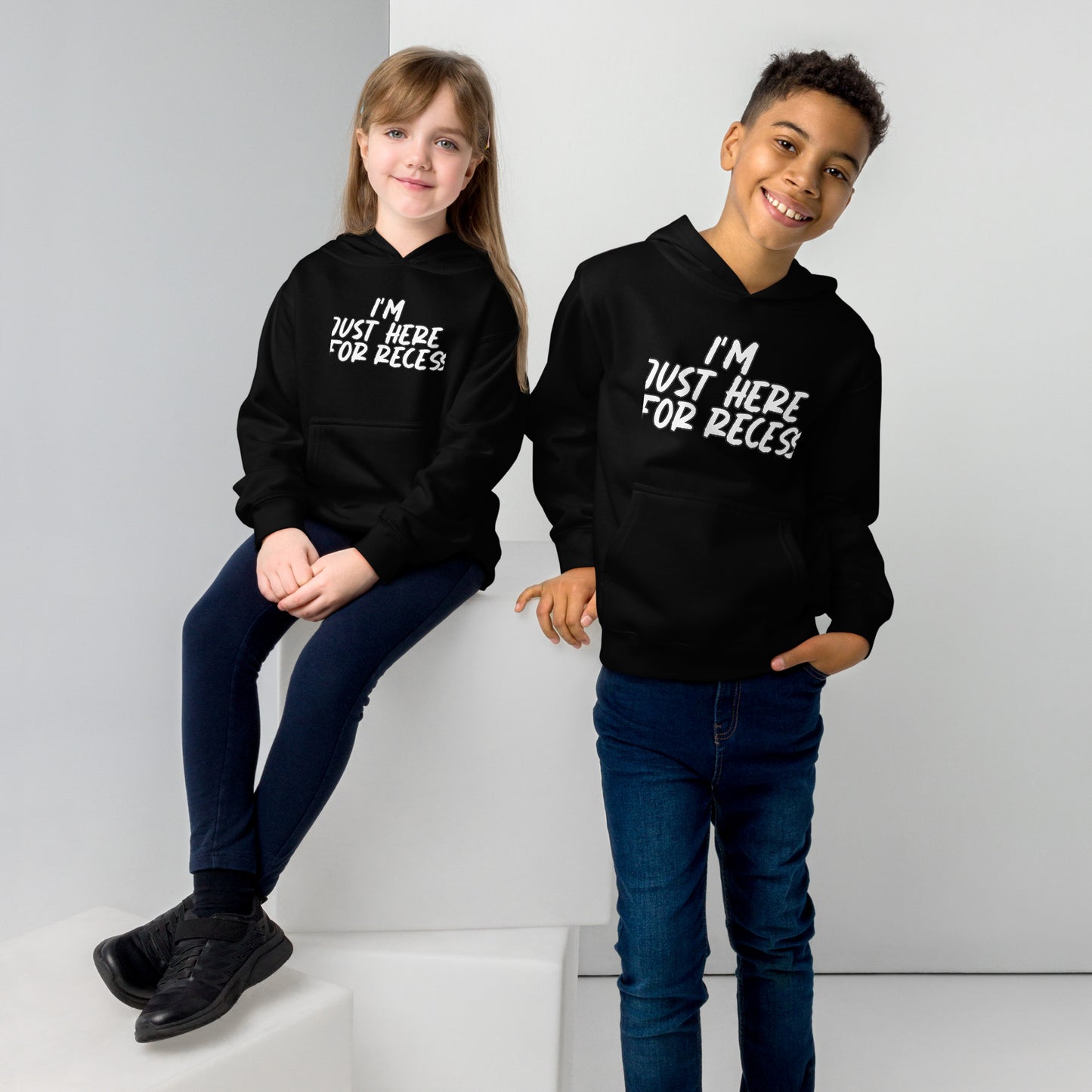 I'm just here for recess, Unisex Kids fleece hoodie