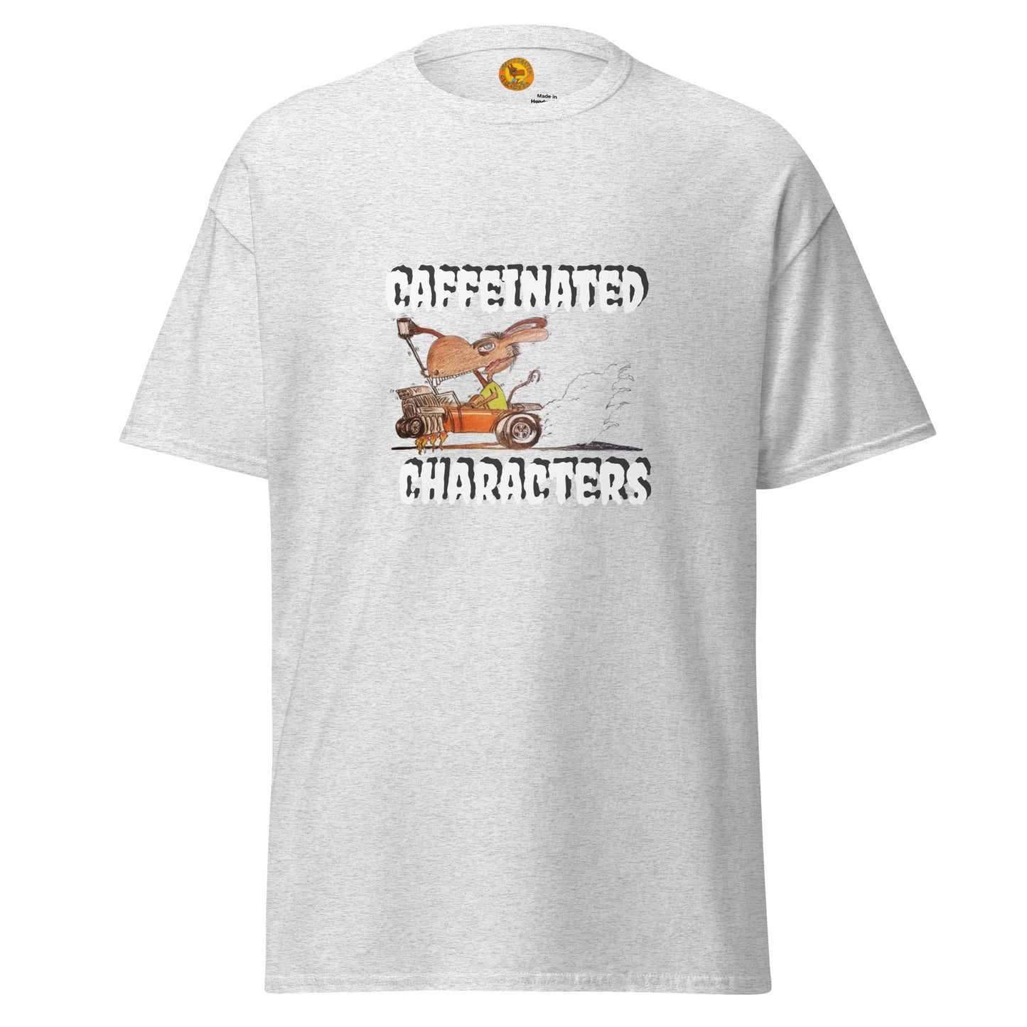 Caffeinated Characters Rat Rod T-Shirt Print on the front