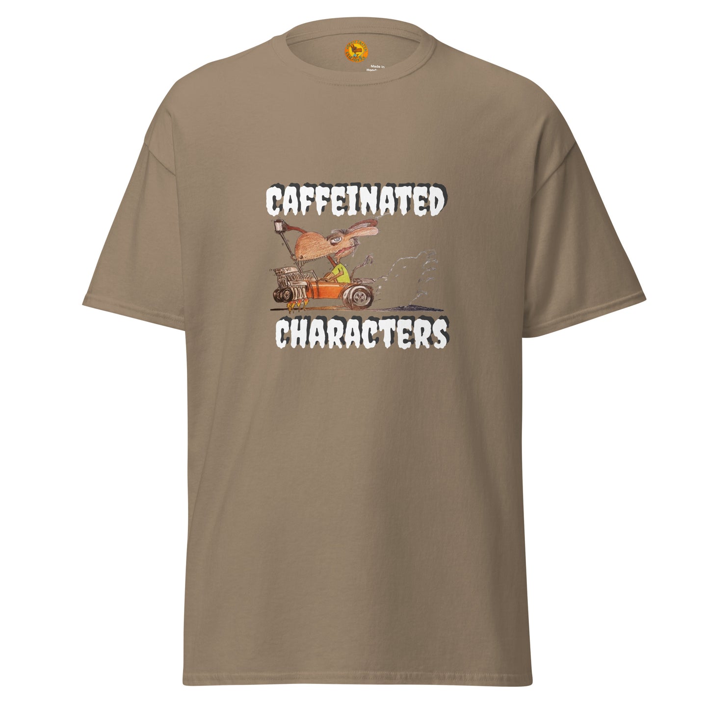 Caffeinated Characters Rat Rod T-Shirt Print on the front