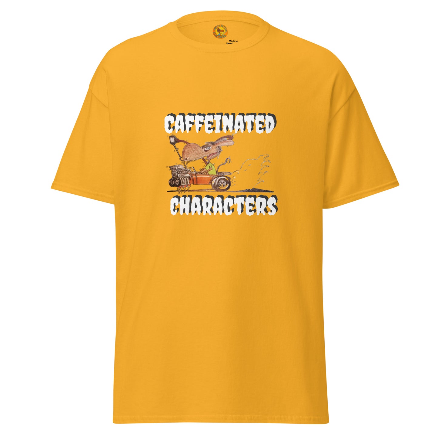 Caffeinated Characters Rat Rod T-Shirt Print on the front