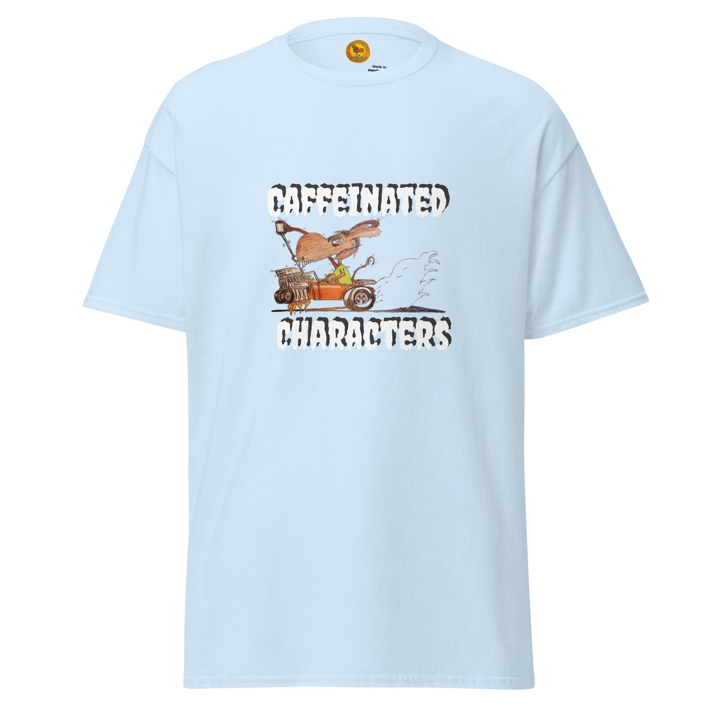 Caffeinated Characters Rat Rod T-Shirt Print on the front